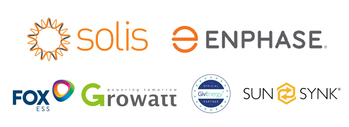 Logos of SolarWizards partners like Victron, Sunsynk, BYD